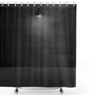 Personality  Black Brick Room Interior Design With Lamp Shower Curtains