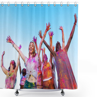 Personality  Happy Friends At Holi Festival  Shower Curtains