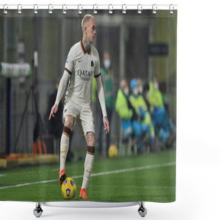 Personality  Rick Karsdorp Player Of Roma, During The Match Of The Italian SerieA Championship Between Benevento Vs Roma Final Result 0-0, Match Played At The Ciro Vigorito Stadium In Benevento. Italy, February 21, 2021.  Shower Curtains