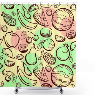 Personality  Seamless Pattern With Fruits Vector Shower Curtains