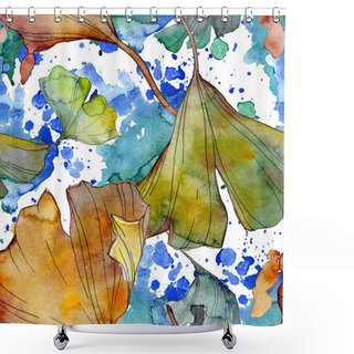 Personality  Ginkgo Biloba Leaf Plant Botanical Garden Floral Foliage. Watercolor Illustration Set. Watercolour Drawing Fashion Aquarelle Isolated. Seamless Background Pattern. Fabric Wallpaper Print Texture. Shower Curtains