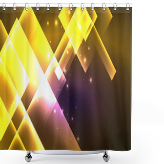 Personality  Neon Shiny Color Squares On Black, Modern Template Shower Curtains