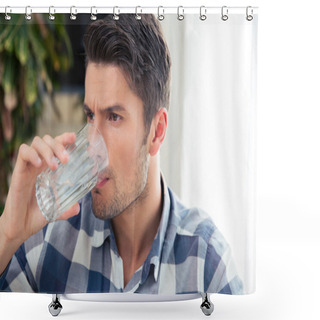 Personality  Man Drinking Water Shower Curtains