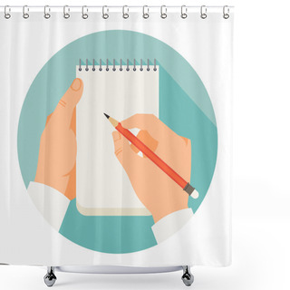 Personality  Hands Holding Notebook Shower Curtains