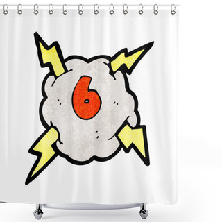 Personality  Cartoon Lightning Bolt Storm Cloud Number 6 Shower Curtains