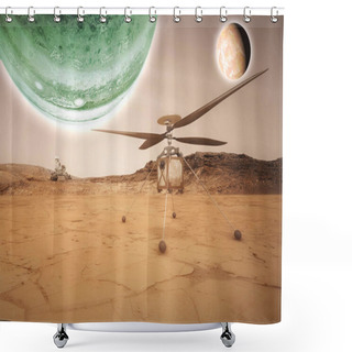 Personality  Futuristic Mars Rover Exploring Vasts Of Red Planet B Shower Curtains