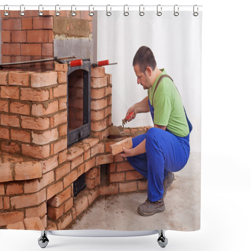 Personality  Worker building masonry heater shower curtains