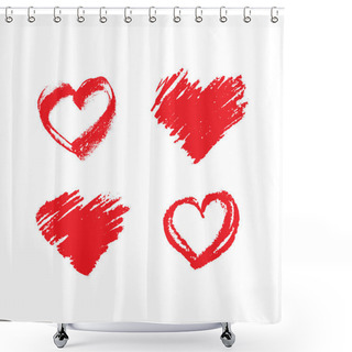 Personality  Hand Drawn Red Hearts Shower Curtains