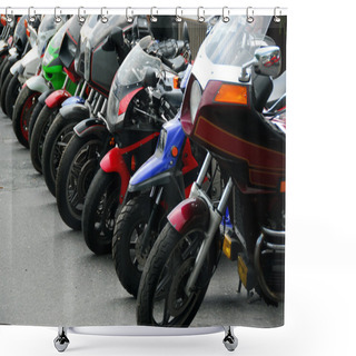 Personality  Row Of Motocycles Shower Curtains