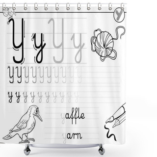 Personality  Learn To Write Letter Y Workbook For Kids Shower Curtains