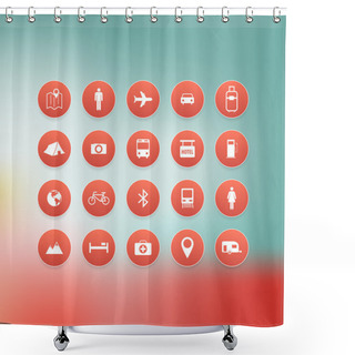 Personality  Trip Pictogram Set, Vector Illustration  Shower Curtains