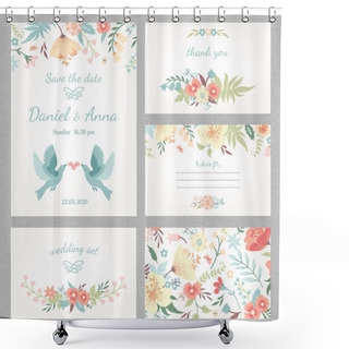 Personality  Flowers And Love Birds Shower Curtains