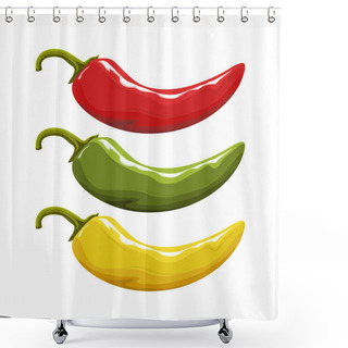 Personality  Hand Drawn Red Hot Pepper. Spicy Ingredient. Chili Logo. Spice Hot Chili Pepper Isolated On White Background. Natural Healthy Food. Vector Graphics To Design Shower Curtains