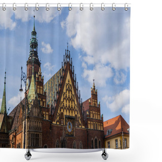 Personality  View Of Museum Of Bourgeois Art With Cloudy Sky At Background In Wroclaw Shower Curtains