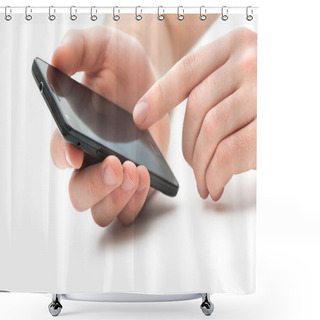 Personality  Hands With A Smart Phone Shower Curtains