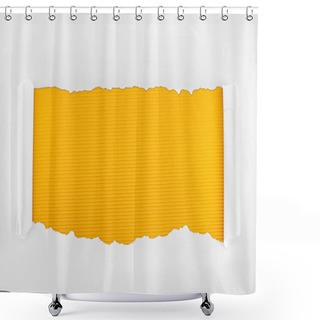 Personality  Ripped White Textured Paper With Curl Edges On Yellow Striped Background  Shower Curtains