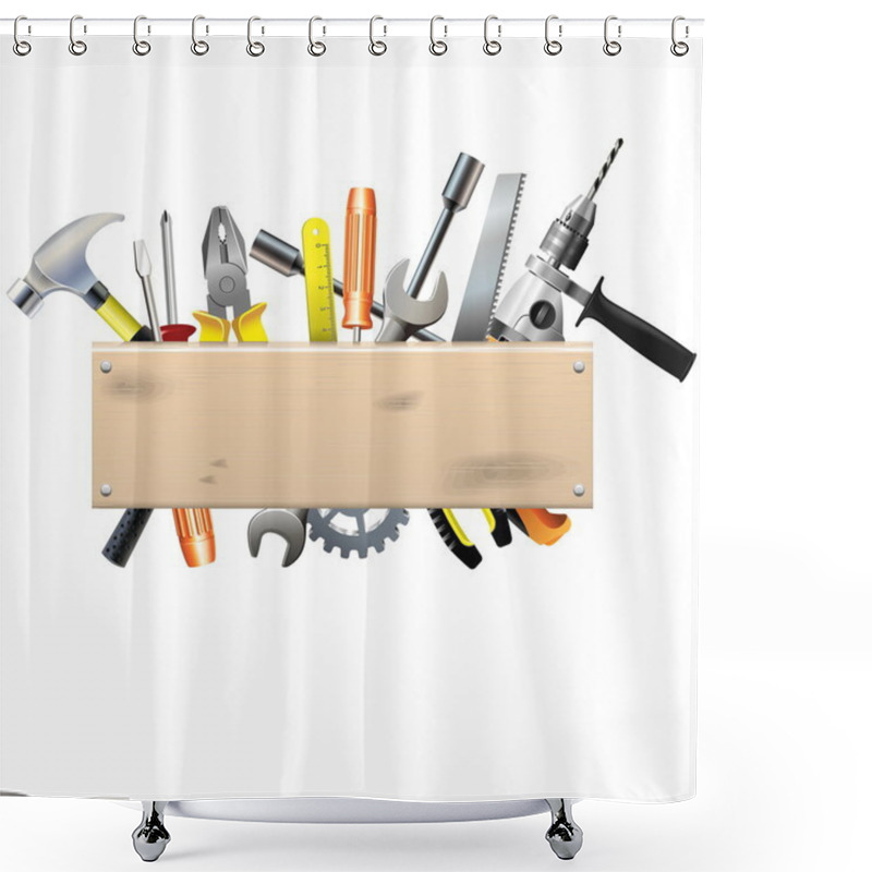 Personality  Vector Board with Tools shower curtains