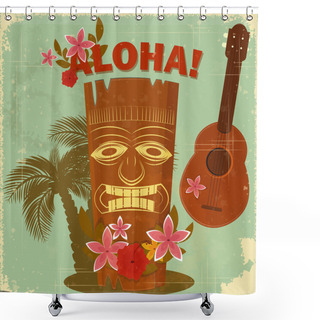 Personality  Vintage Hawaiian Postcard Shower Curtains
