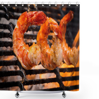 Personality  Jumbo Shrimp On A Grill Shower Curtains