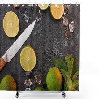 Personality  Lime Slices With Mint Leaves And Knife Shower Curtains