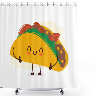 Personality  Tasty Cute Happy Smiling Taco Giving Thumbs Up Shower Curtains