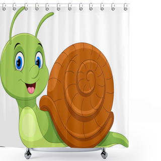 Personality  Cute Cartoon Snail Isolated On White Background  Shower Curtains