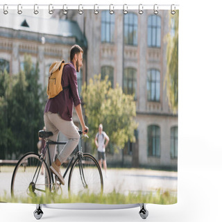 Personality  Man Riding Bicycle Shower Curtains