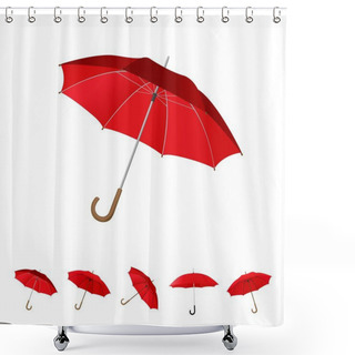 Personality  Red Umbrella Set Shower Curtains