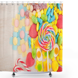 Personality  Candies With Different Shapes And Colors  Shower Curtains