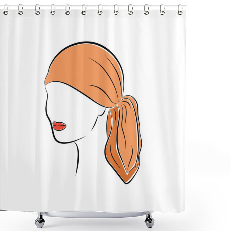 Personality  Beautiful Young Woman In An Orange Head Bandana Shower Curtains