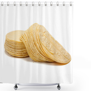Personality  Stack Of Corn Tortillas On White Shower Curtains