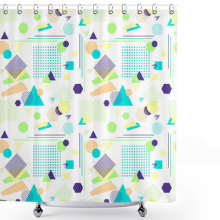 Personality  Abstract Seamless Pattern In Postmodern Memphis Style On White Shower Curtains