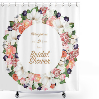 Personality  Floral Elegant Watercolor Set With Mixture Of Flowers, Roses, Fruits, Figues And Blueberries. Could Be Used For Wedding Templates, Invites, Greetings.  Shower Curtains