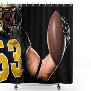 Personality  Muscular Football Player Looking At Ball Shower Curtains