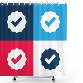 Personality  Approved Signal Blue And Red Four Color Minimal Icon Set Shower Curtains