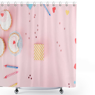 Personality  Cupcakes And Colorful Candles  Shower Curtains