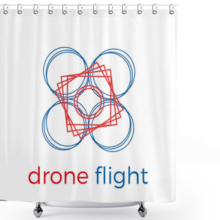 Personality  Abstract Drone Quadrocopter, Vector Icon Shower Curtains