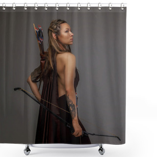 Personality  Elf Woman With A Bow. Shower Curtains
