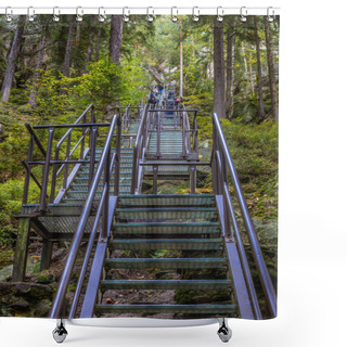 Personality  Teplice Nad Metuji, Czech Republic - September 19, 2017: Stairs To Ruins Of Strmen Castle In Adrspach-Teplice Rocks Nature Park Shower Curtains