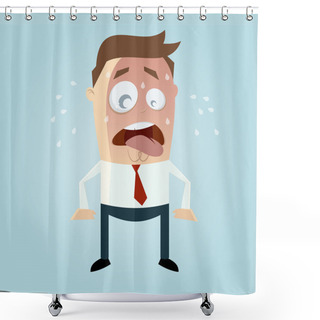 Personality  Funny Cartoon Man Is Sweating Shower Curtains