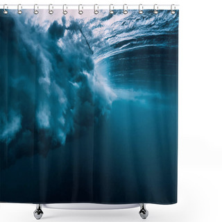 Personality  Barrel Wave Underwater With Air Bubbles. Ocean In Underwater Shower Curtains