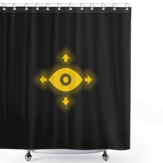 Personality  360 View Yellow Glowing Neon Icon Shower Curtains