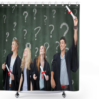 Personality  Group Of People Celebrating After Graduation Shower Curtains