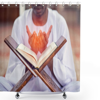 Personality  Religious Black Muslim Man Praying Inside The Mosque Shower Curtains