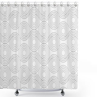 Personality  Gray Circles With Wavy Lines Merging Shower Curtains