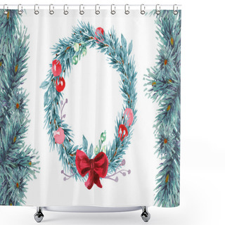 Personality  Christmas Watercolor Card. Shower Curtains