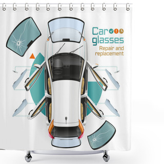 Personality  Car Glasses Repair And Replacement Shower Curtains
