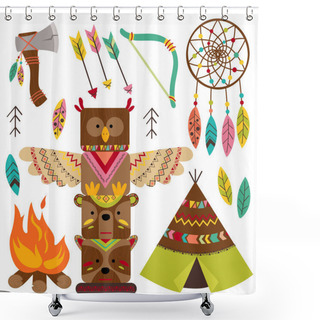 Personality  Set Of Isolated Tribal Elements  Shower Curtains