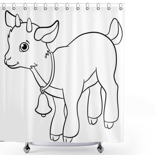 Personality  Coloring Pages. Farm Animals. Little Cute Goatling. Shower Curtains