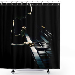 Personality  Piano Pianist Playing Shower Curtains